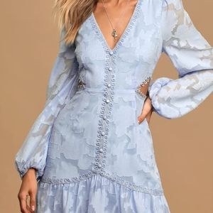 Lulu's Light Blue Lace Dress